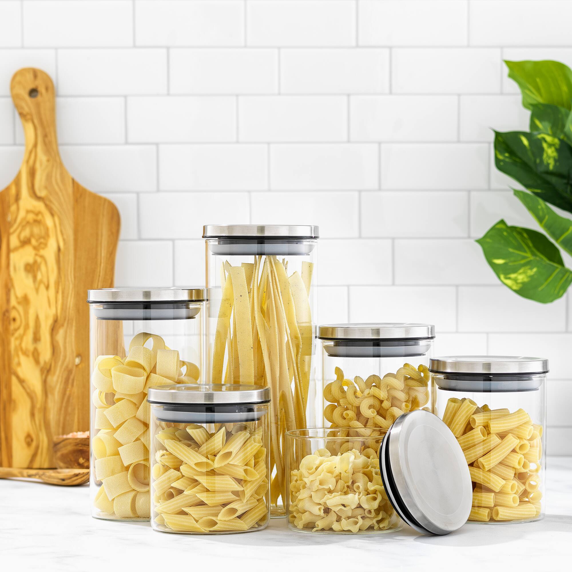 JoyJolt® Storage Jars with Airtight Stainless Steel Lids, 6ct.